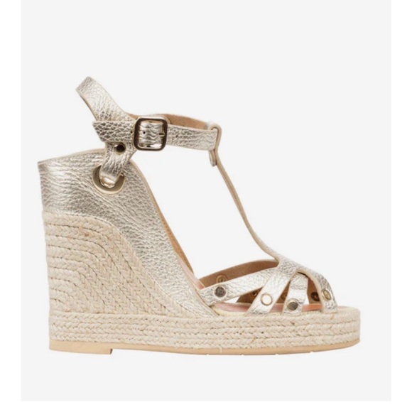 Leather By Bianca Palermo Gold Wedge - Picture 2 of 6